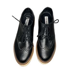 Steve Madden Eliza Womens Shoes 9M Black Faux Leather Platform Wingtip Oxford